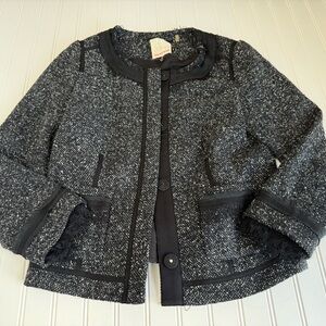 Rebecca Taylor Lace Trim Wool Silk Blend Tweed Blazer Jacket Suit Women 10. 1410
